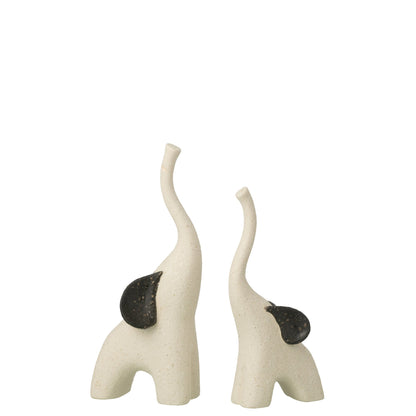 Set of 2 Elephant Modern Stoneware Off-White/Black J-Line