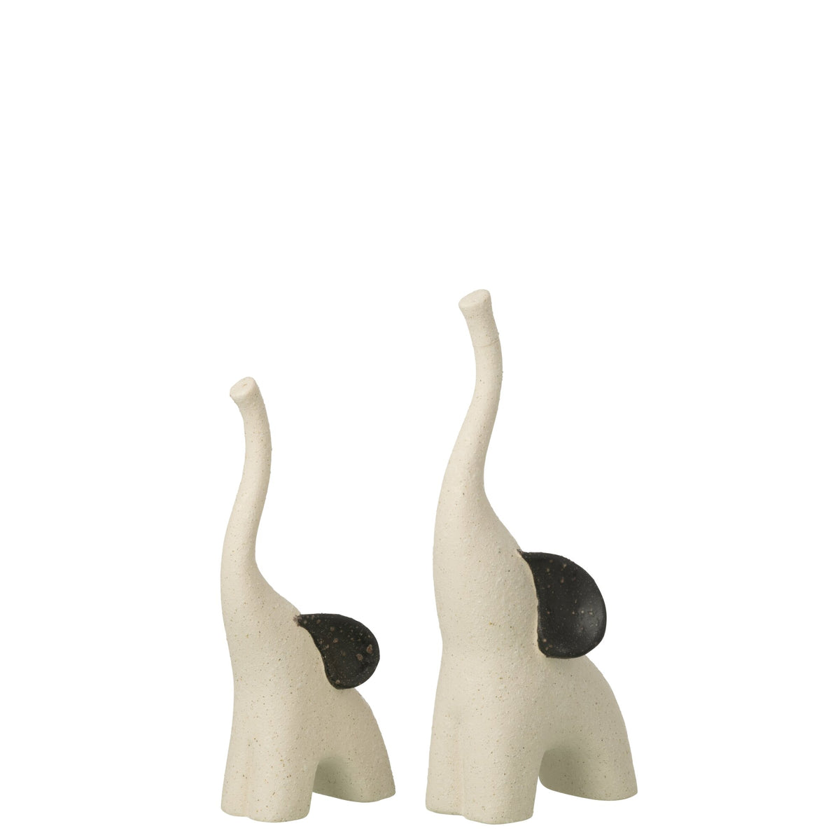 Set of 2 Elephant Modern Stoneware Off-White/Black J-Line
