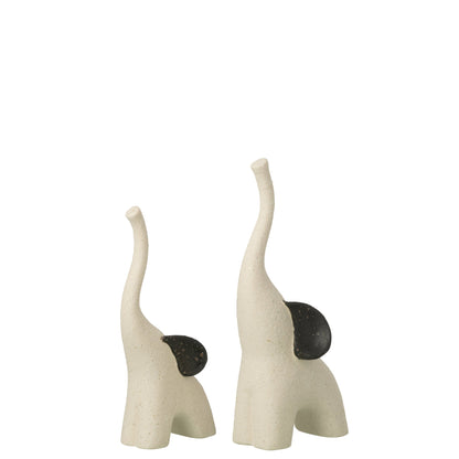 Set of 2 Elephant Modern Stoneware Off-White/Black J-Line