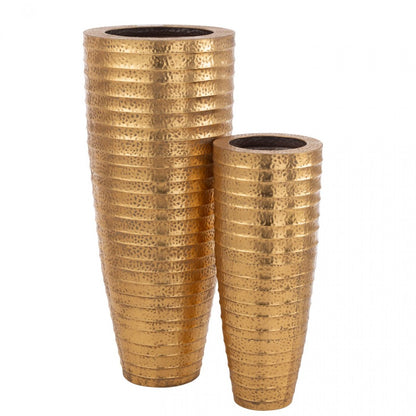 Set of 2 Vases Metal Egypt Metal Gold J-Line