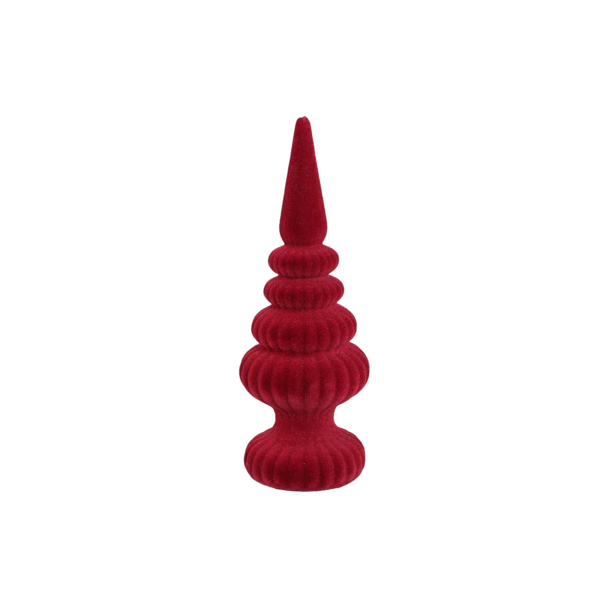 Set Van 2 Yule Kegelbomen Fluweel Bordeaux van PTMD, Yule Kegelboom Small uit de set los op witte achtergrond