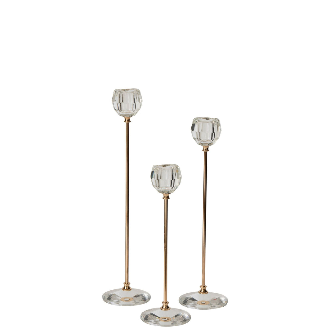 Set of 3 Clear Crystal Candlesticks J-Line
