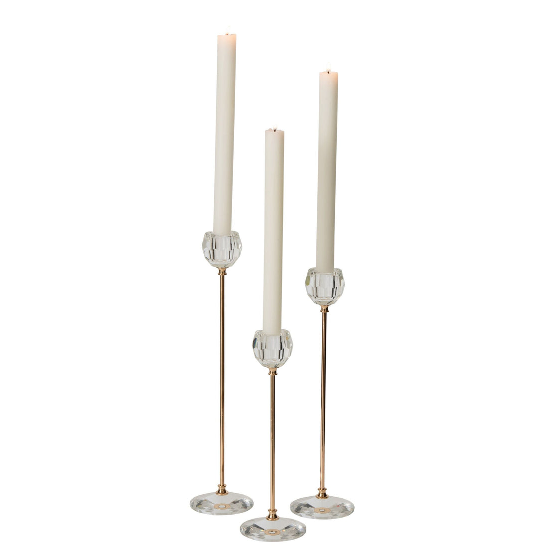 Set of 3 Clear Crystal Candlesticks J-Line