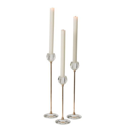 Set of 3 Clear Crystal Candlesticks J-Line