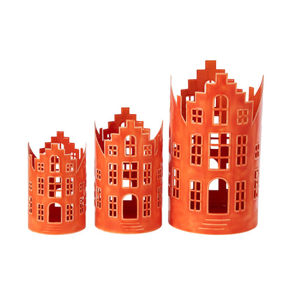Set of 3 Lanterns Cottage Iron Orange J-Line