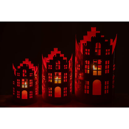 Set of 3 Lanterns Cottage Iron Orange J-Line