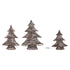 Set Van 3 Lucis LED Kerstbomen Donkerbruin Rotan Look van PTMD, de complete set met alle drie de LED kerstbomen naast elkaar op witte achtergrond
