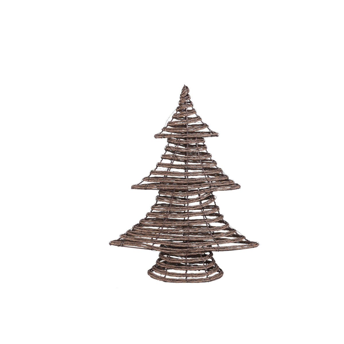 Set Van 3 Lucis LED Kerstbomen Donkerbruin Rotan Look van PTMD, Lucis Kerstboom LED Medium uit de set los op witte achtergrond