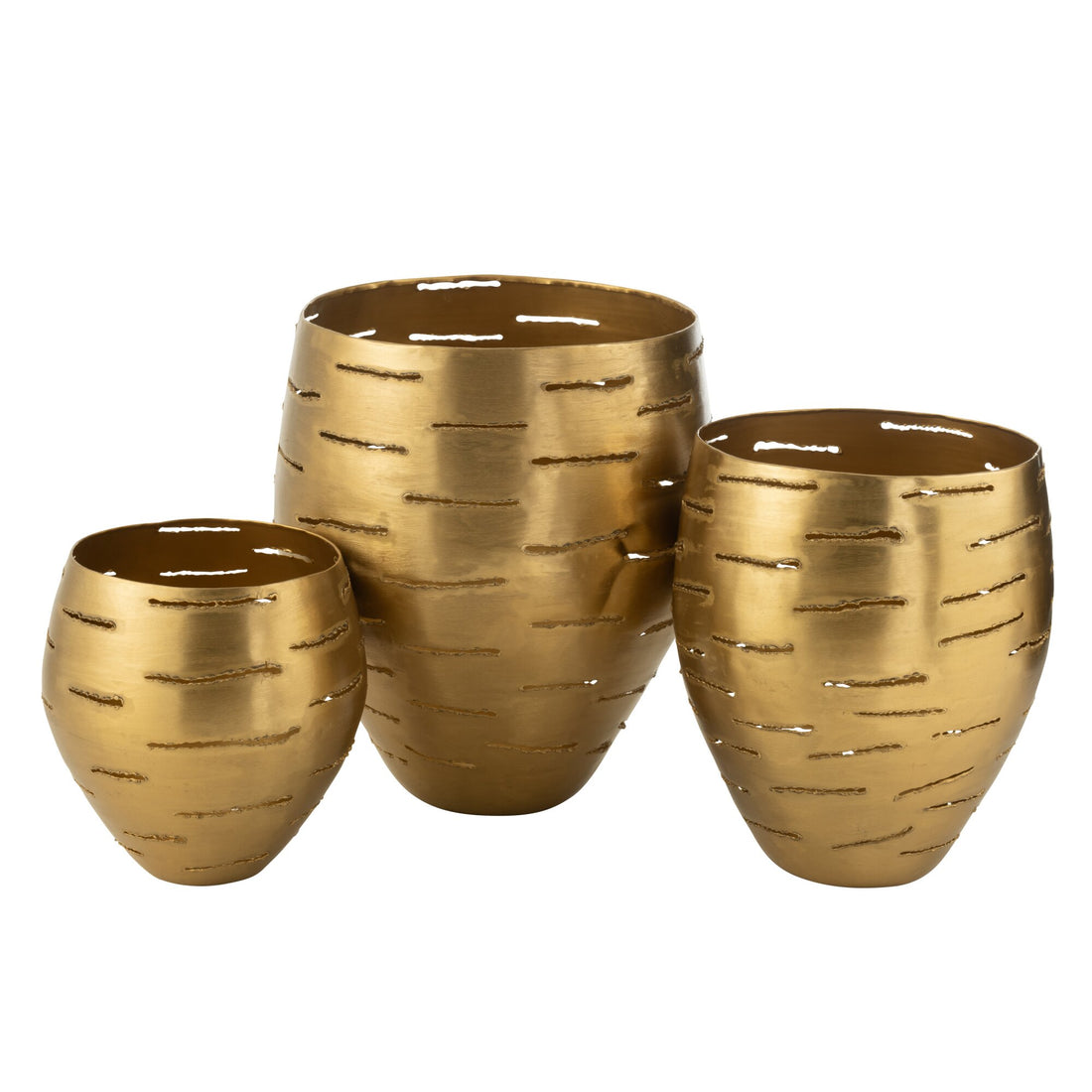 Set of 3 Gold Metal Lanterns J-Line