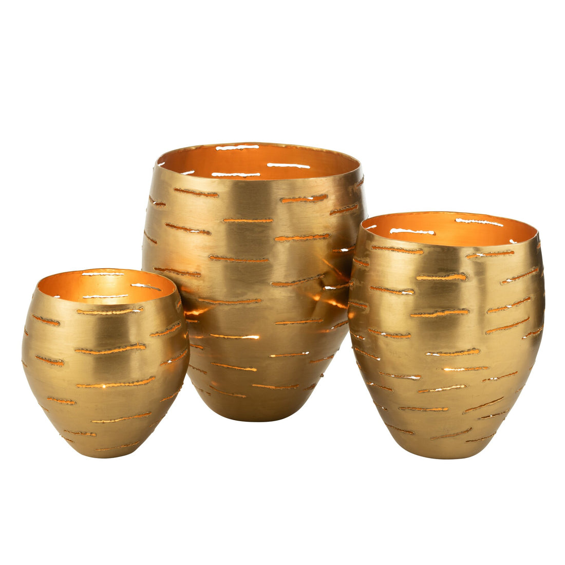 Set of 3 Gold Metal Lanterns J-Line
