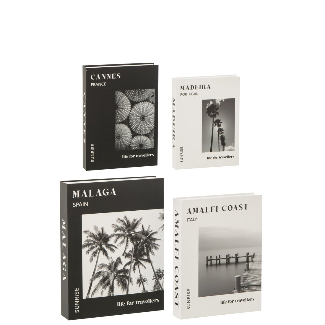 Set of 4 Storage Box Book Paper White/Black J-Line