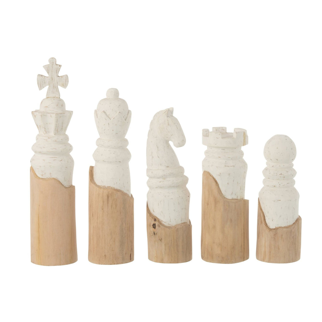 Set of 5 Chess Pieces Mango Wood White/Natural J-Line