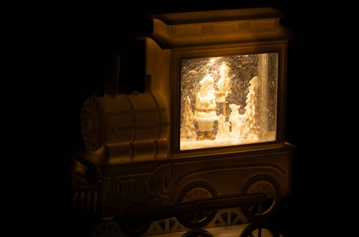 Snow Globe Locomotive Plastic White H26cm J-Line
