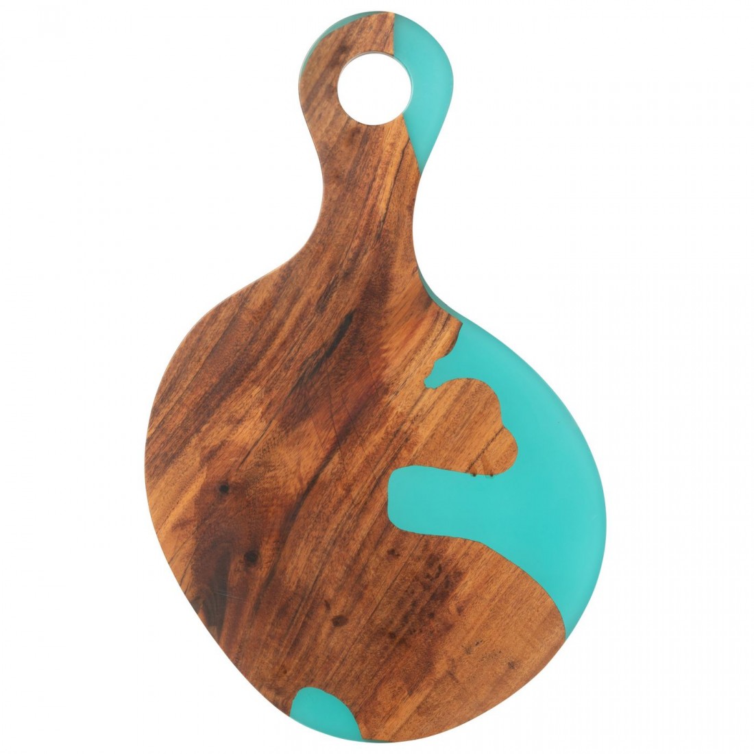 Snijplank Modern Acacia Hout/Epoxyhars Naturel/Blauw - Serveerplank - J-Line - livinglovely.nl