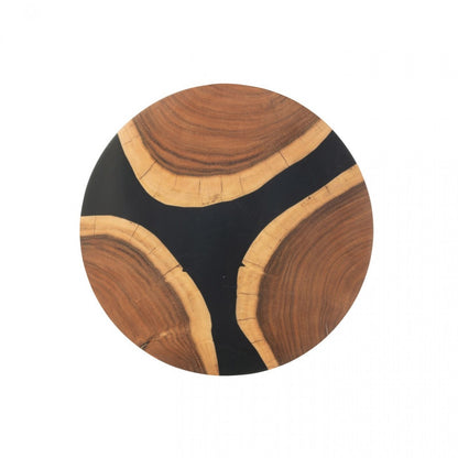 Snijplank Rond Acacia Hout/Epoxyhars Naturel/Zwart - Serveerplank - J-Line - livinglovely.nl