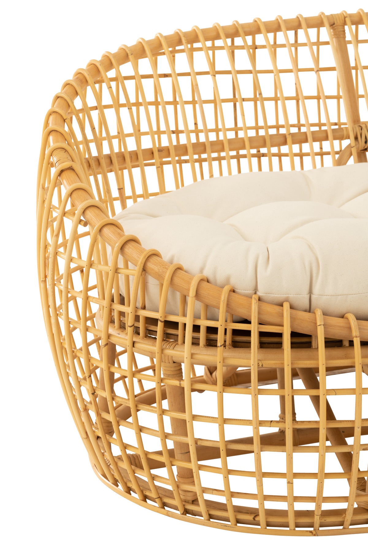 Sofa Lise + Kussen 2 Personen Rotan/Textiel Naturel/Wit J-Line - Bankstel - J-Line - livinglovely.nl