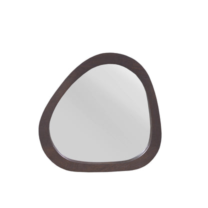 Spiegel Lou Organisch Bruin 45x43cm van Starfurn schuin van opzij, met zicht op de dikte van de lijst