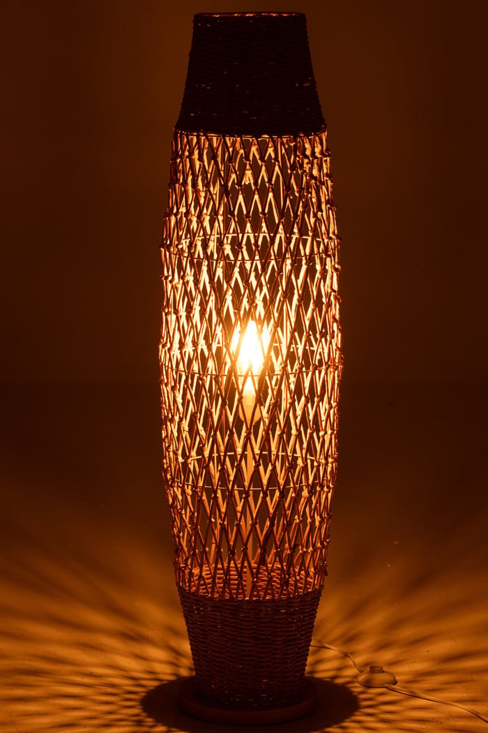 Staanlamp Metaal Getwist Donker Naturel - Vloerlamp - J-Line - livinglovely.nl