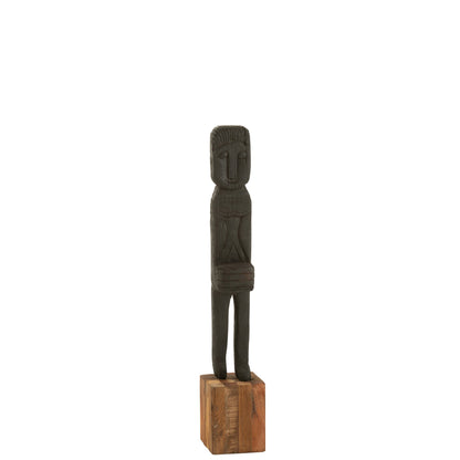 Boro Recycled Wood Statue Black/Natural H115cm J-Line