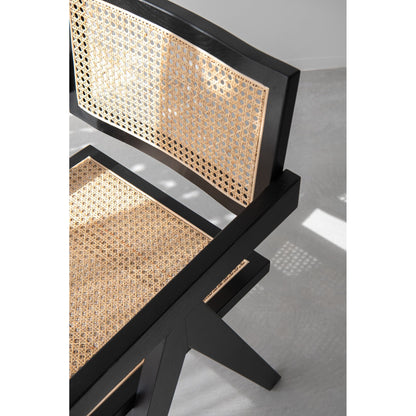 Stoel Rooster Essenhout/Rattan Zwart J-Line