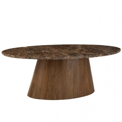 Oval Table Marble/Mango Wood Brown J-Line