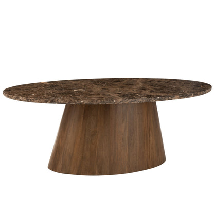Oval Table Marble/Mango Wood Brown J-Line