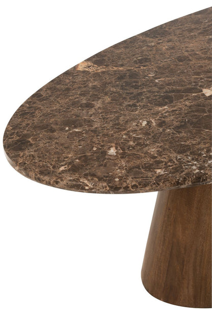 Oval Table Marble/Mango Wood Brown J-Line