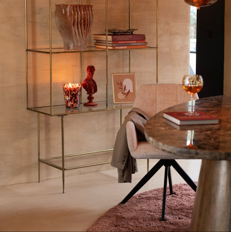 Oval Table Marble/Mango Wood Brown J-Line