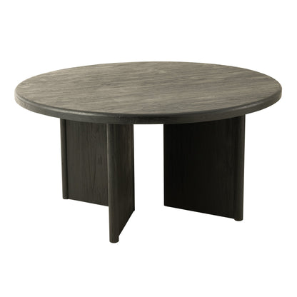 Round Teak Wood Table Black J-Line