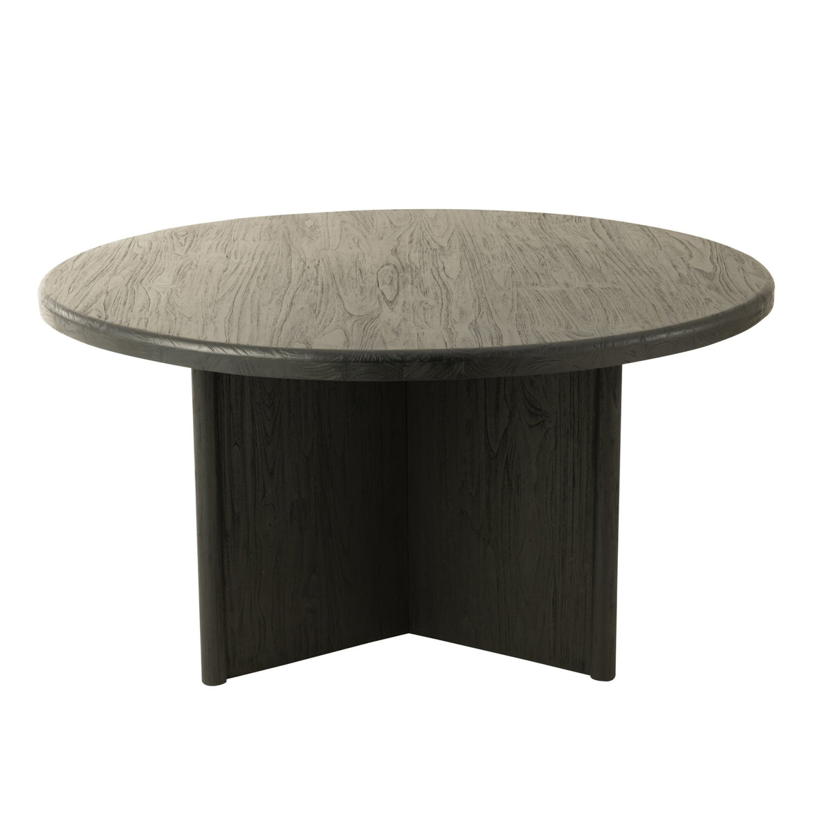 Round Teak Wood Table Black J-Line