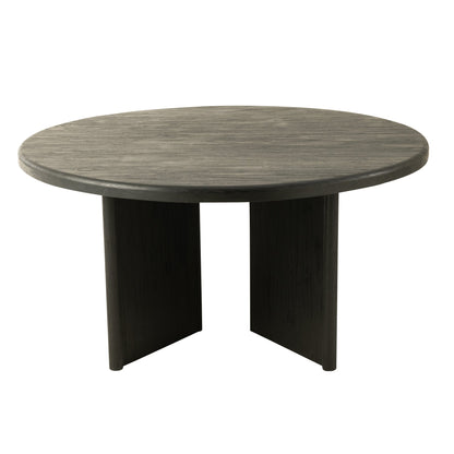 Round Teak Wood Table Black J-Line