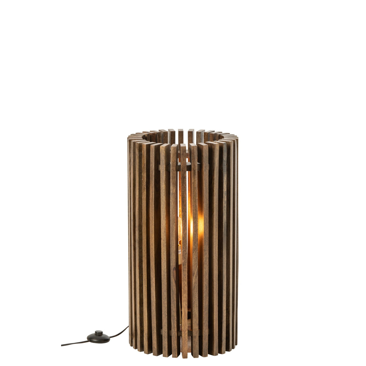 Table Lamp Ribbed Mango Wood Dark Brown J-Line