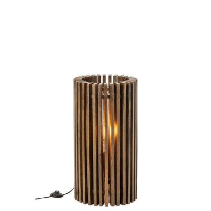 Table Lamp Ribbed Mango Wood Dark Brown J-Line