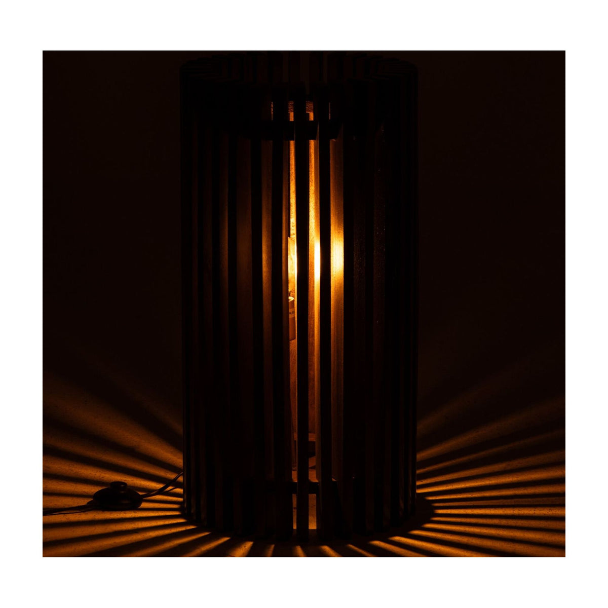 Table Lamp Ribbed Mango Wood Dark Brown J-Line