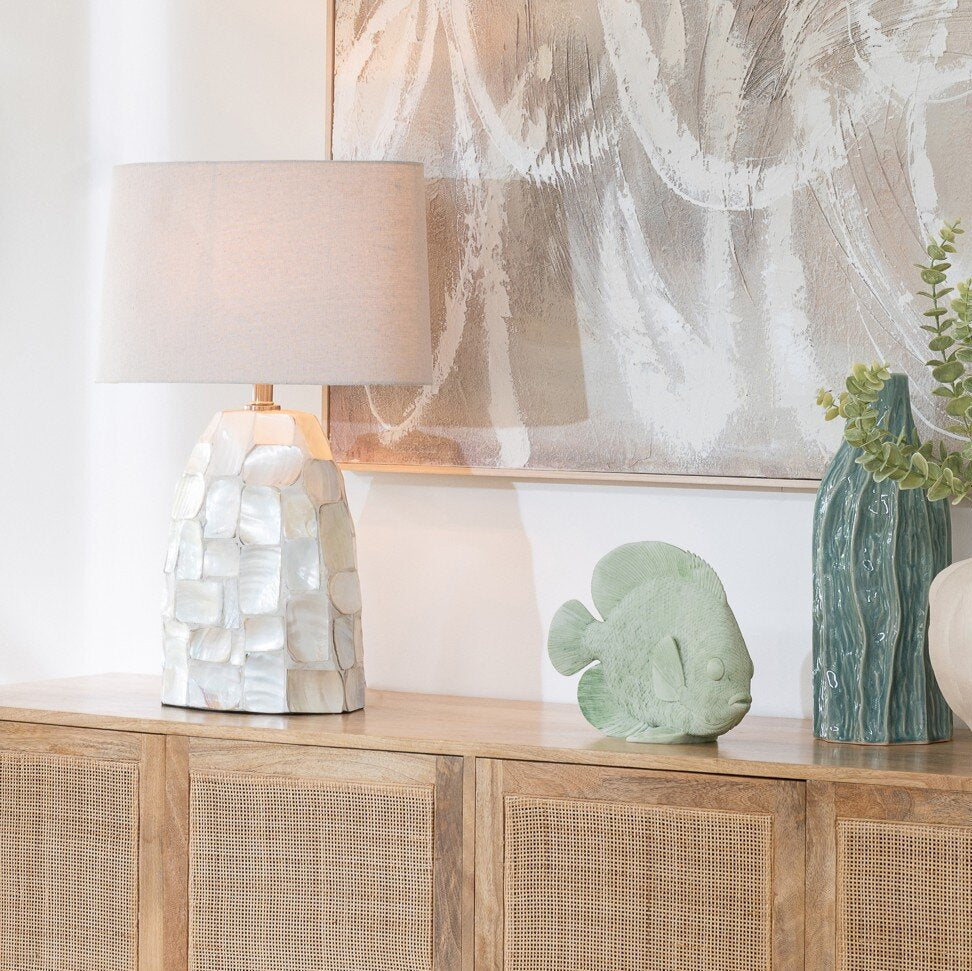 Table Lamp Pearlescent Shell Off-White/Light Beige J-Line