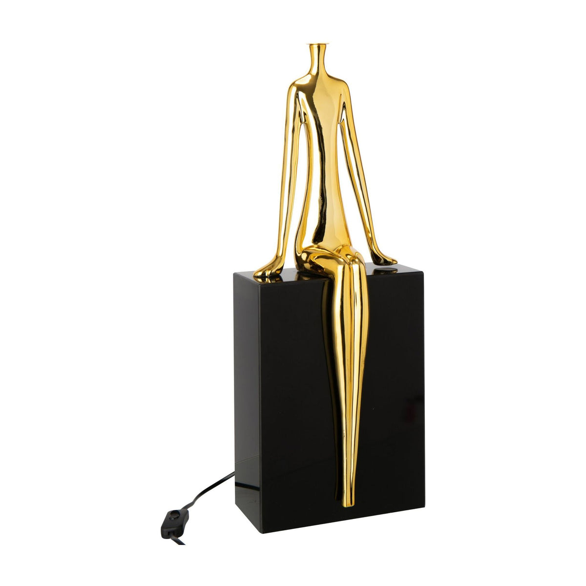Table Lamp Seated Silhouette Metal Gold/Black J-Line