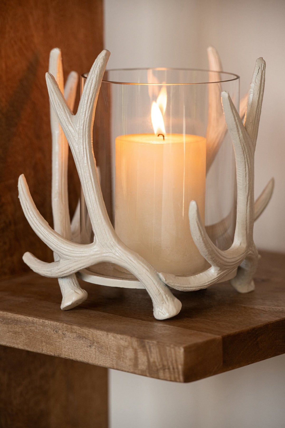 J-Line Off-White Aluminum Deer Tealight Holder