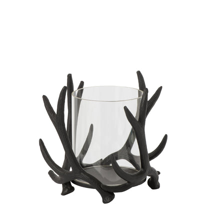 J-Line Black Aluminum Deer Tealight Holder