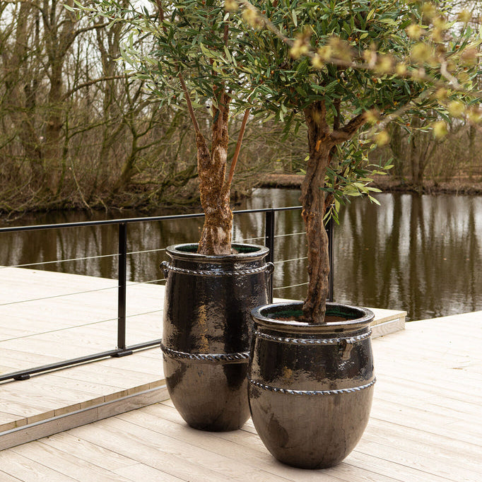 Tony Green Big Ceramic Jar Pot Round Low PTMD - Pot - PTMD - livinglovely.nl