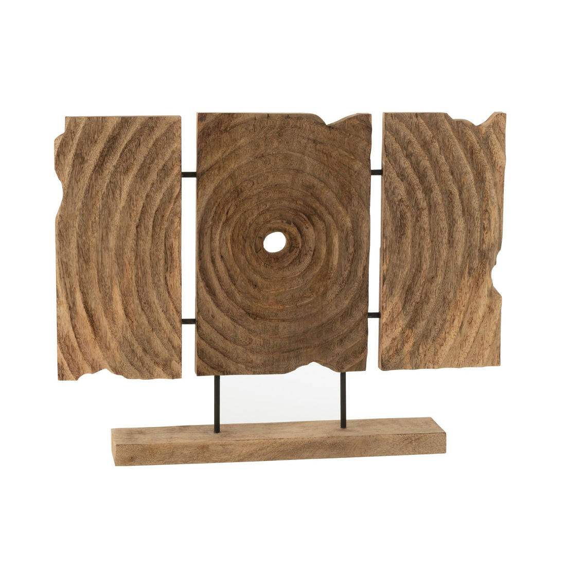 Carved Triptych on Stand Mango Wood Natural
