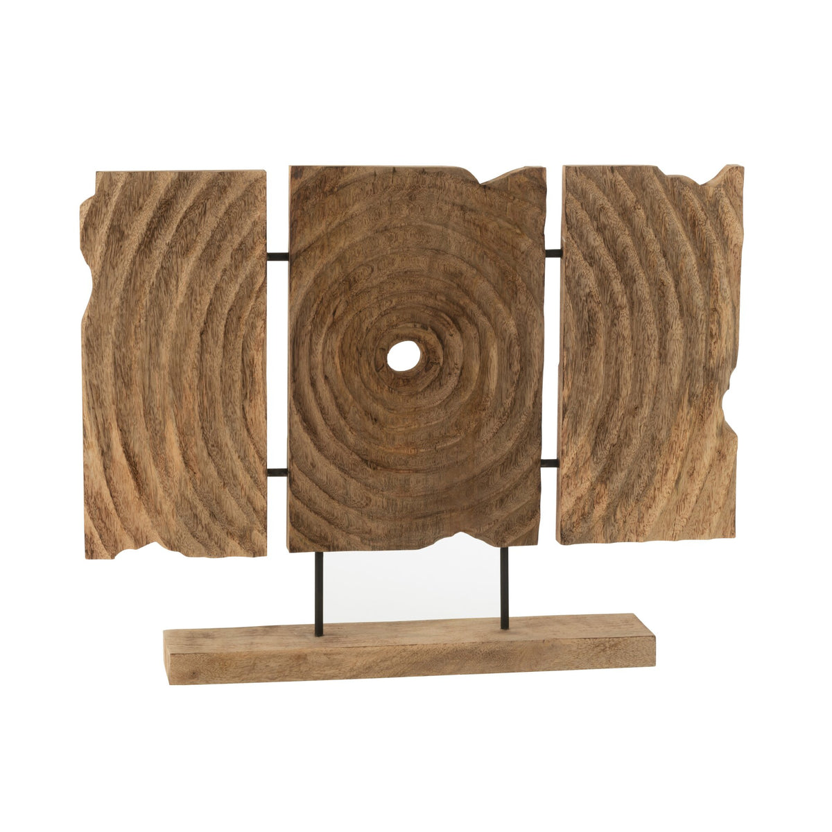 Carved Triptych on Stand Mango Wood Natural J-Line