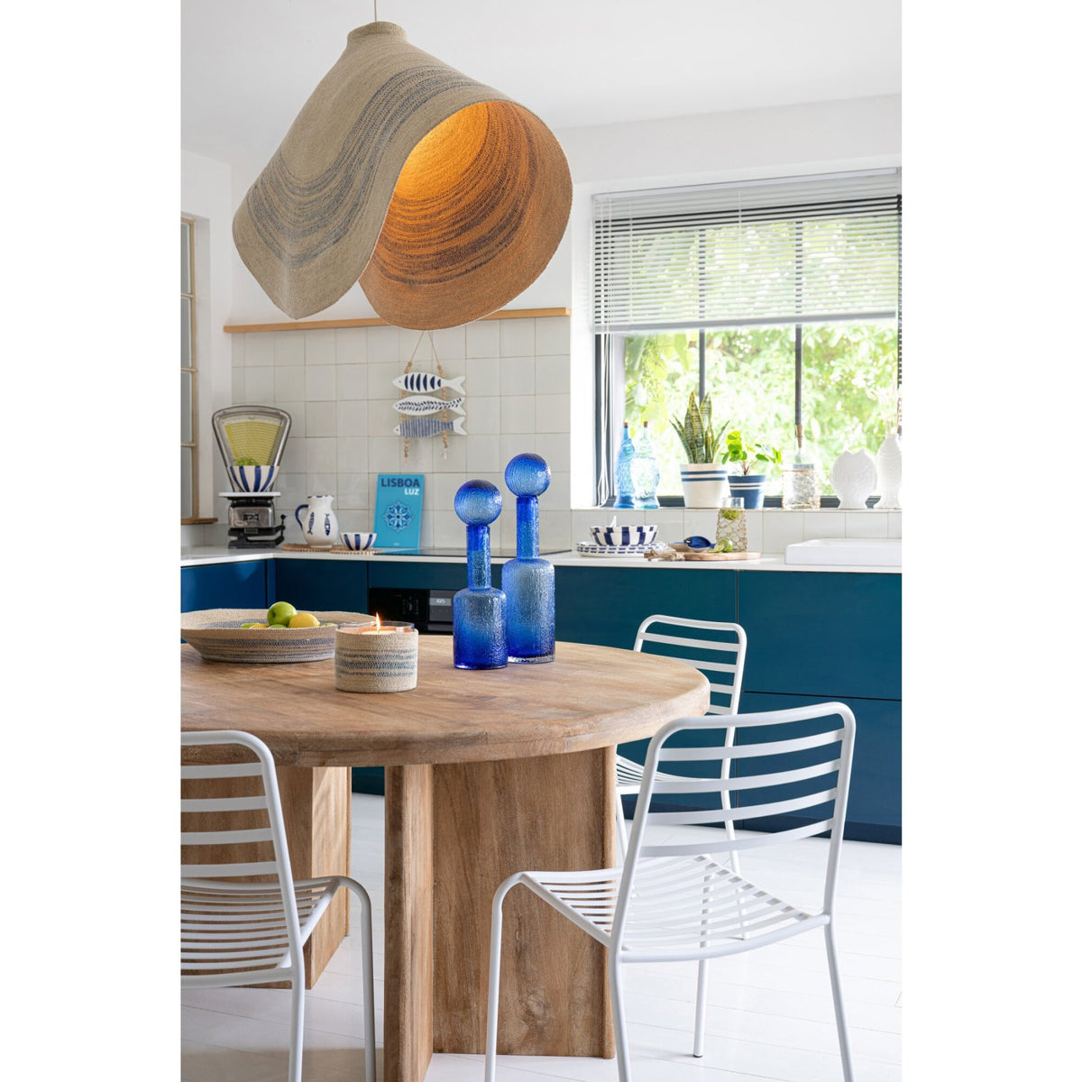 Garden Chair Striped Metal White J-Line