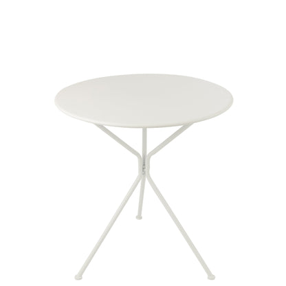 Garden Table Tripod Round Metal White Large J-Line