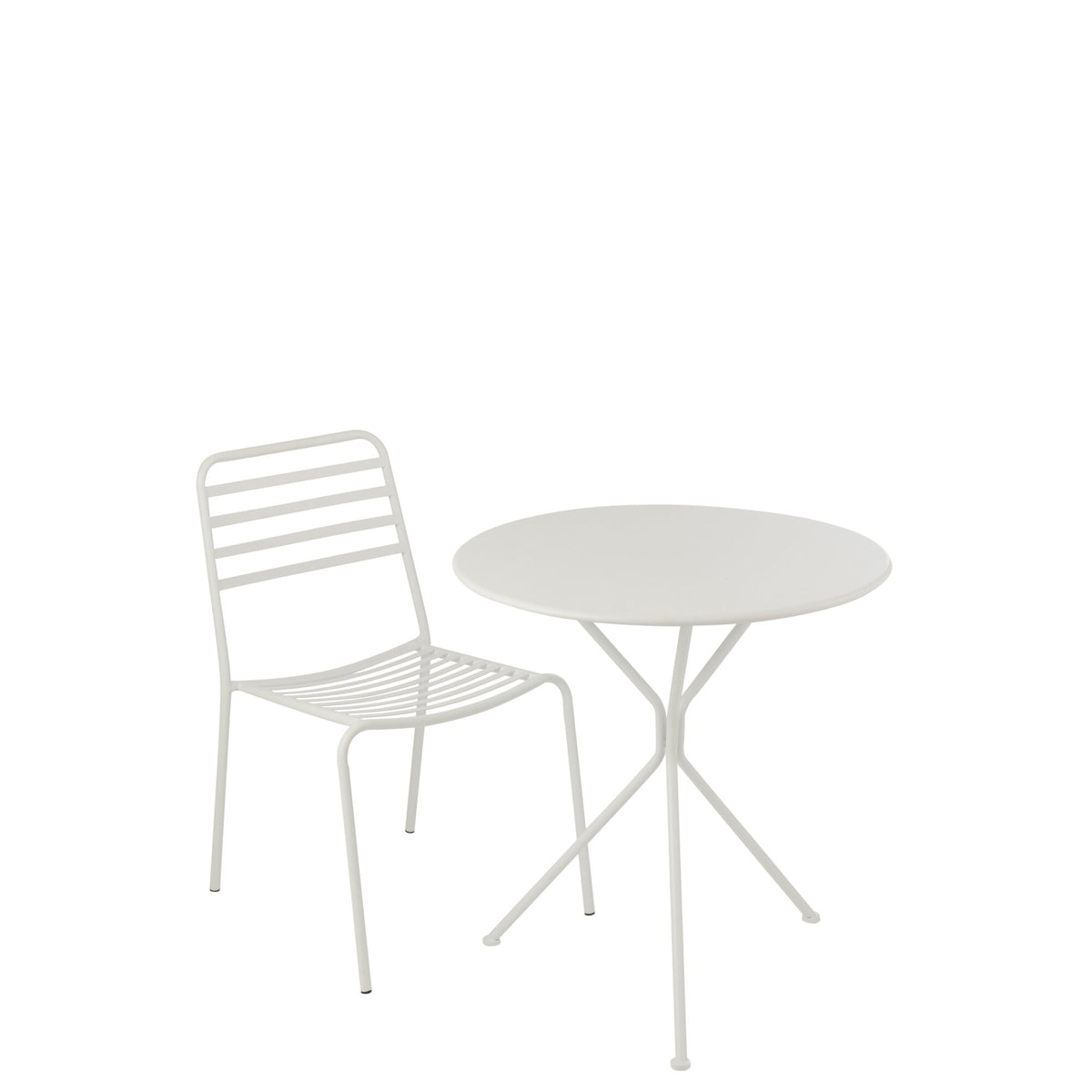 Garden Table Tripod Round Metal White Large J-Line