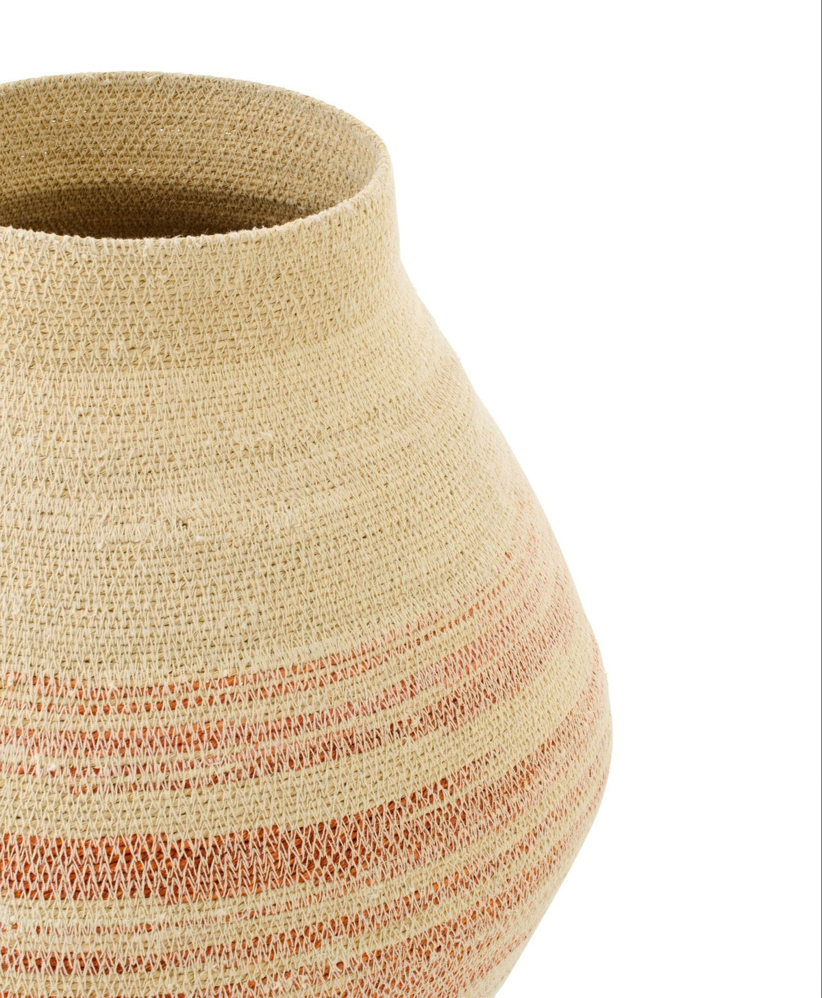 Striped Seagrass Basket Natural/Dark Orange J-Line