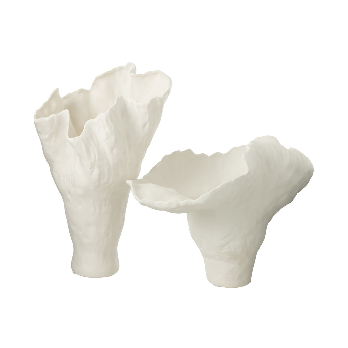 Corolla Wide Ceramic Vase White J-Line