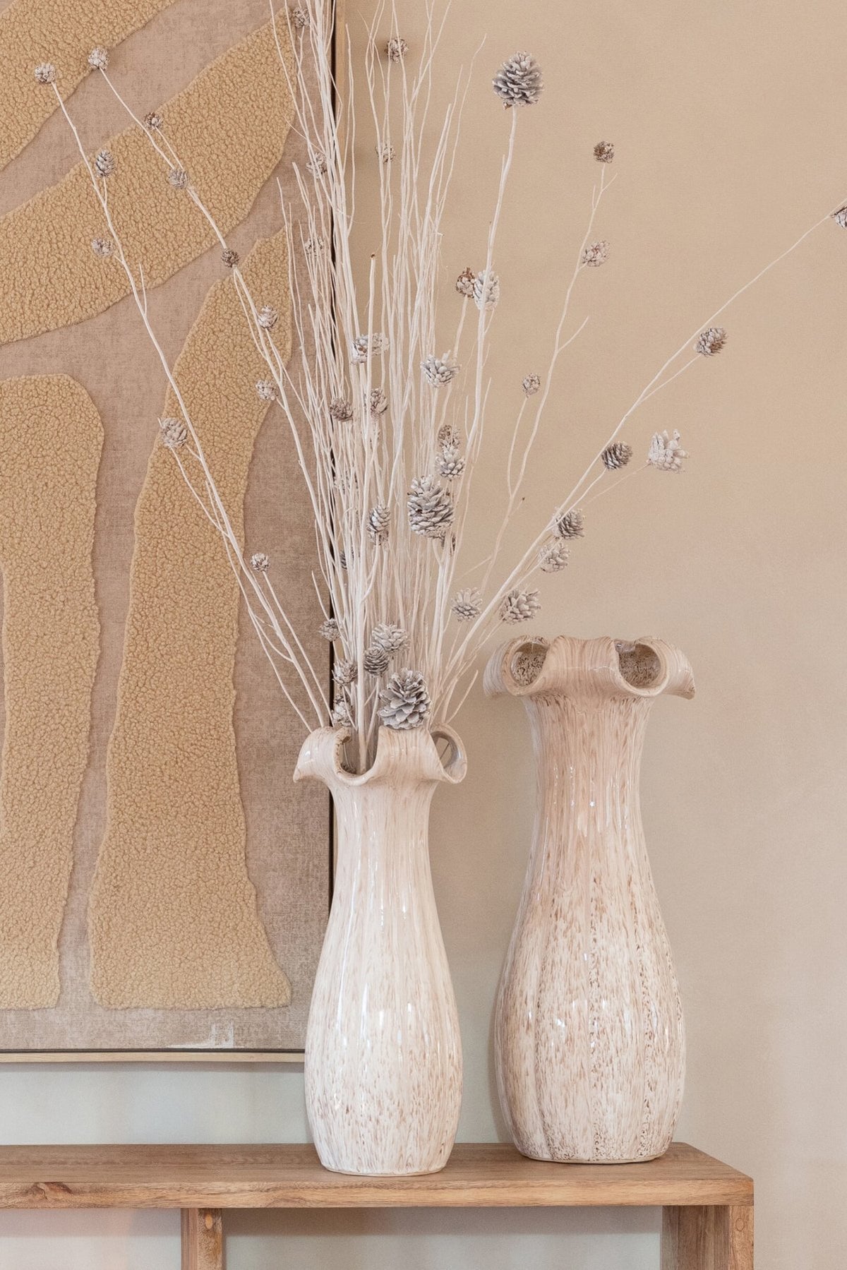 Vase Glazed Ceramic Beige Large J-Line