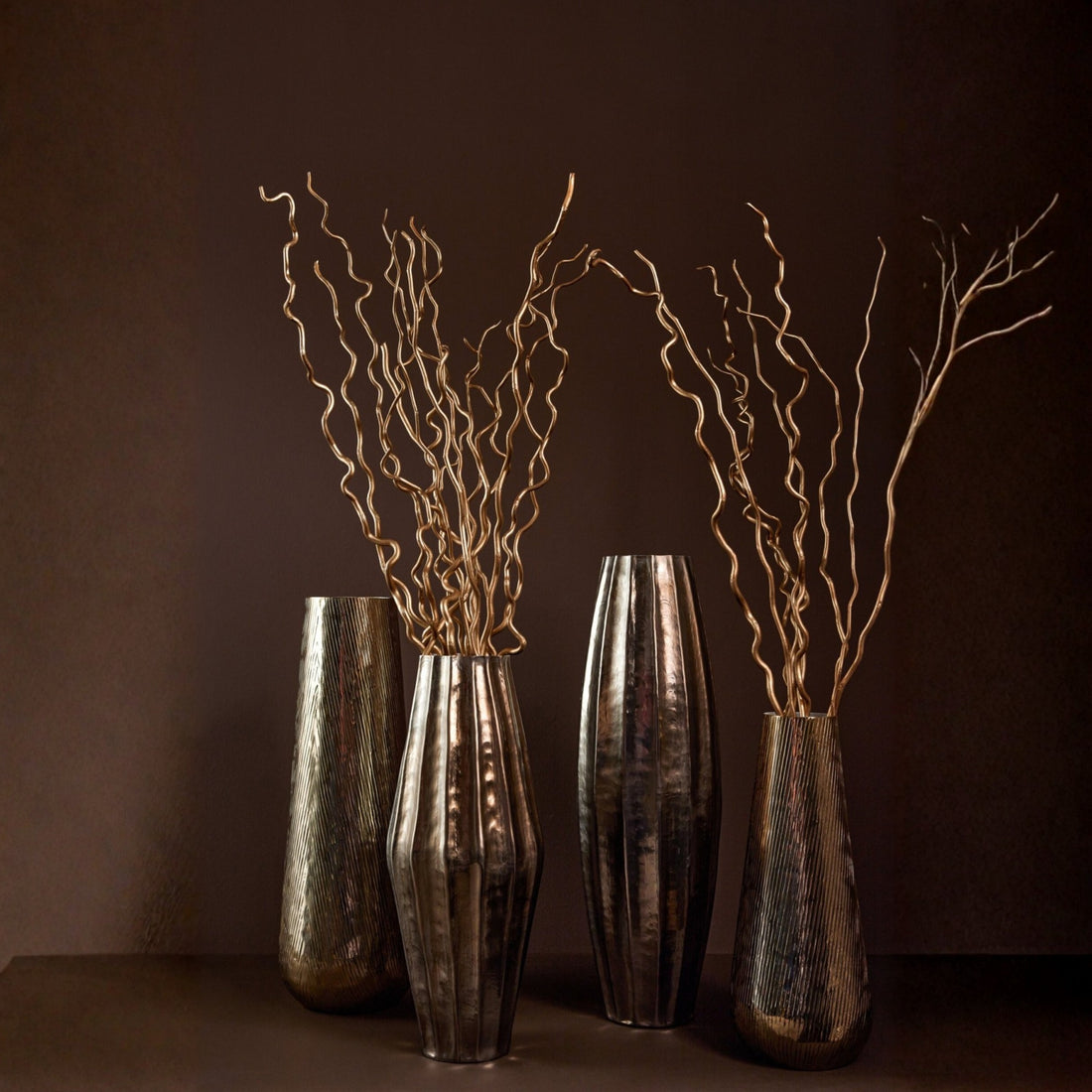 Striped Aluminum Vase Gold/White Small J-Line