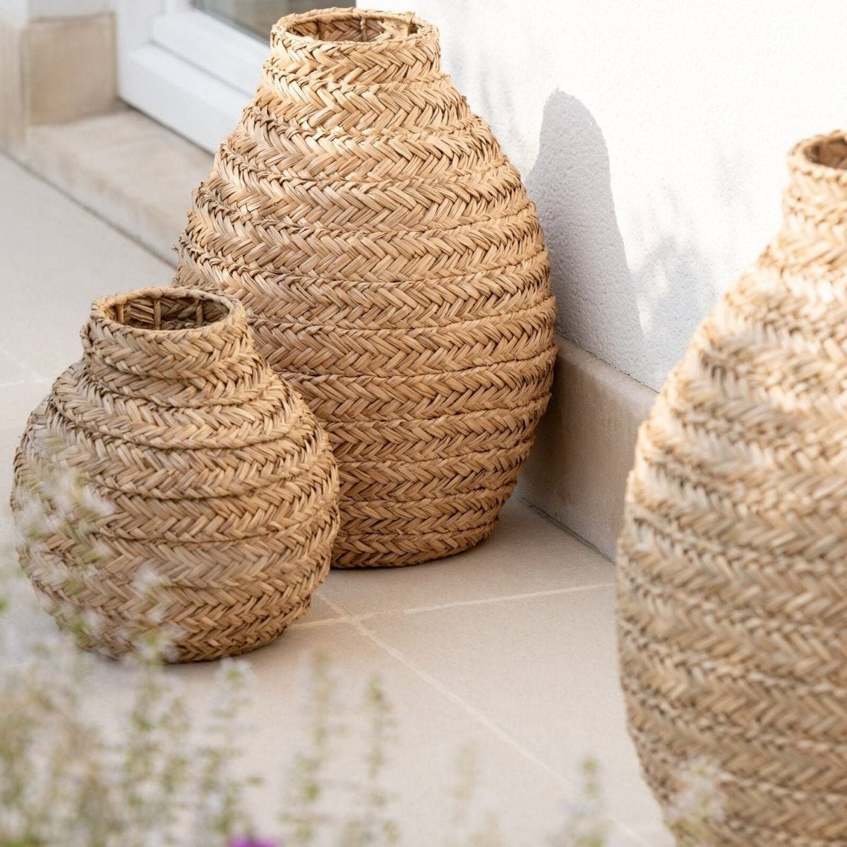 Large Natural Woven Seagrass Vase J-Line