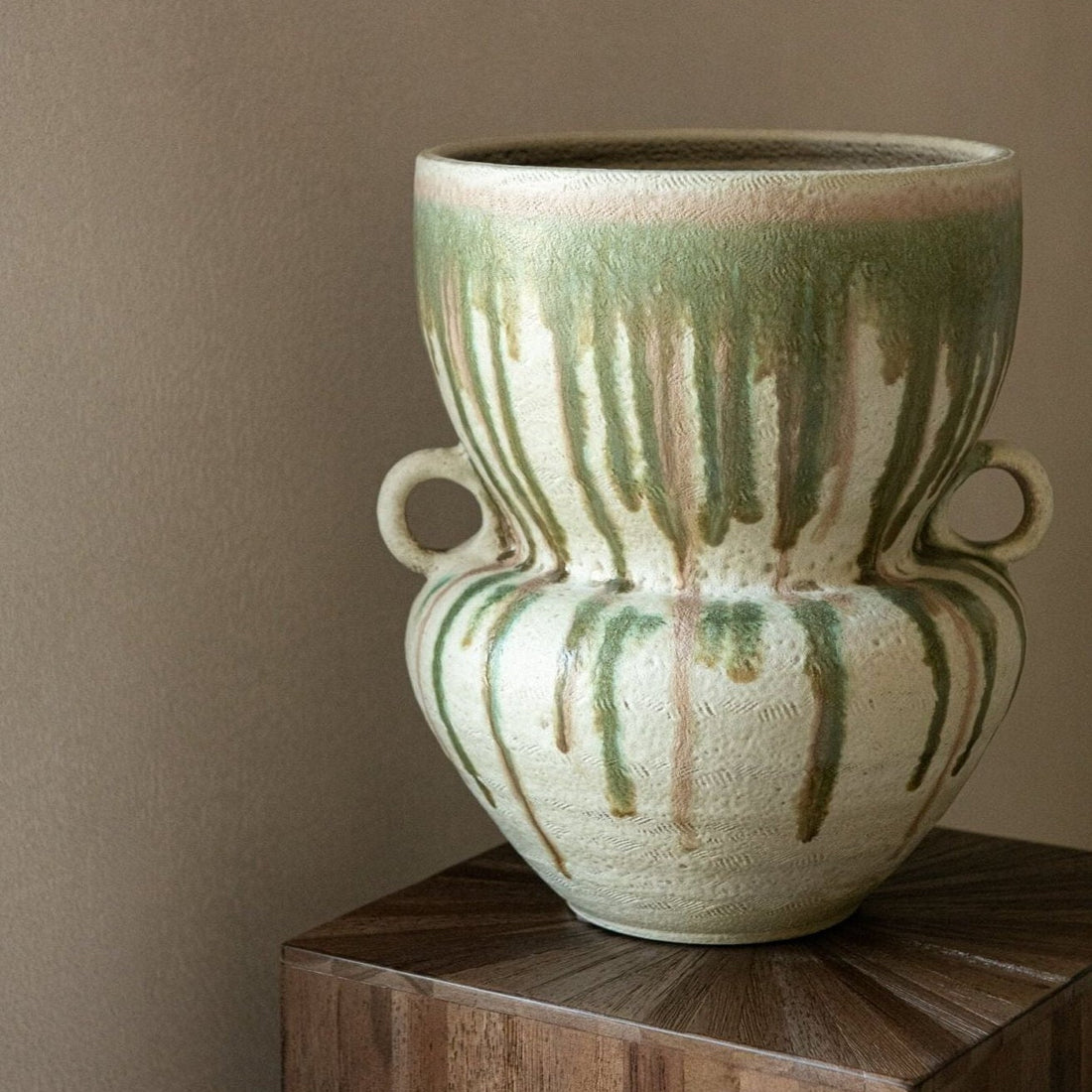 Ceramic Vase Olive Green/Light Beige J-Line
